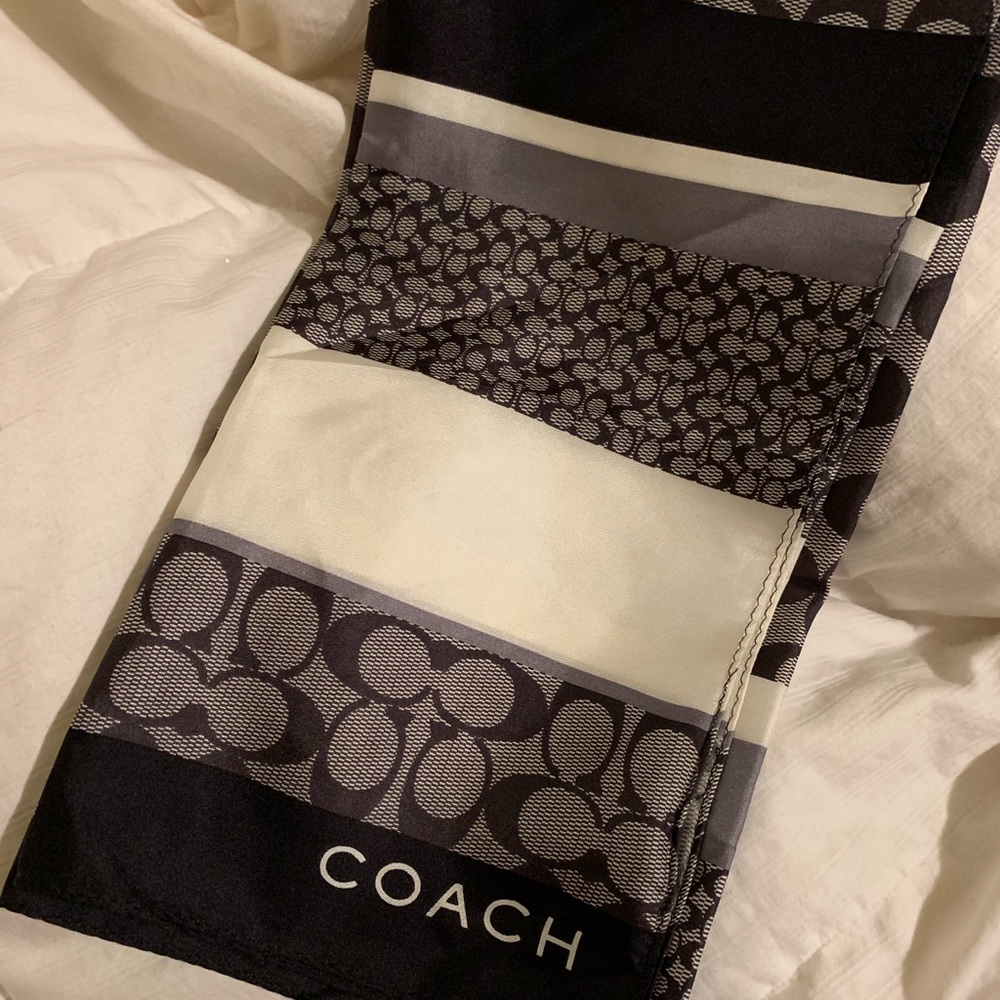 Coach silk scarf - navy | gray | white
